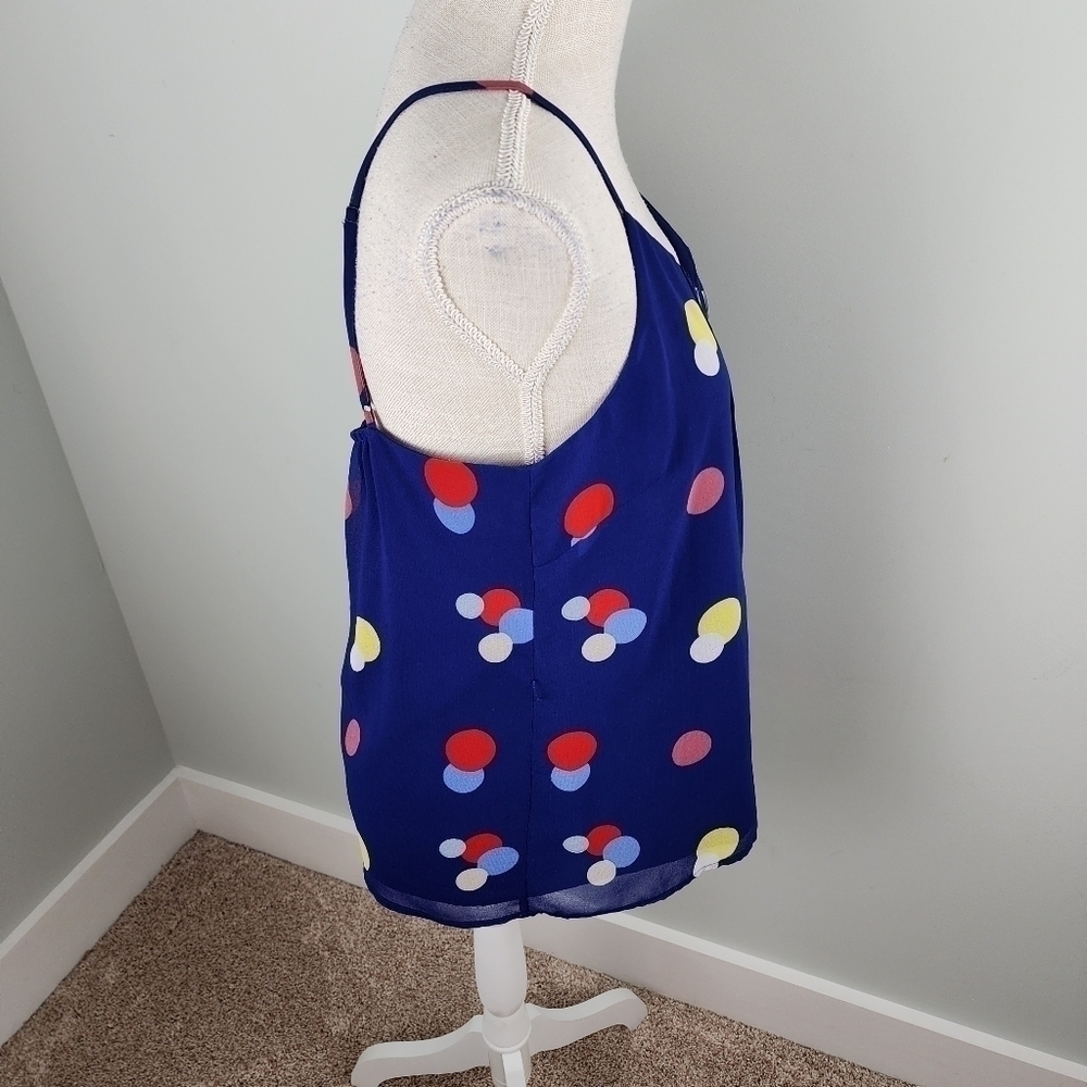 Cremieux Women’s Polka Dot Adjustable Strap Lined Tank Blue Size Small - Picture 5 of 7